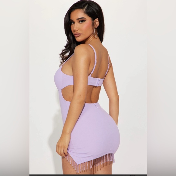 Fashion Nova Embellished Fringe Mini Dress In Lavender-Size L๐๐ - Picture 3 of 5